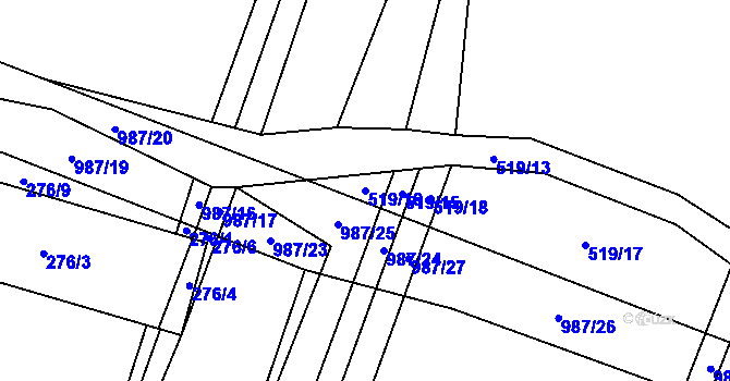 Parcela st. 519/16 v KÚ Klikov, Katastrální mapa