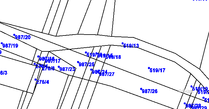 Parcela st. 519/18 v KÚ Klikov, Katastrální mapa