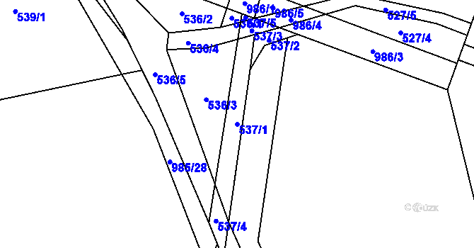 Parcela st. 537/1 v KÚ Klikov, Katastrální mapa