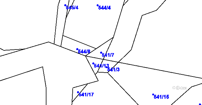 Parcela st. 541/7 v KÚ Klikov, Katastrální mapa