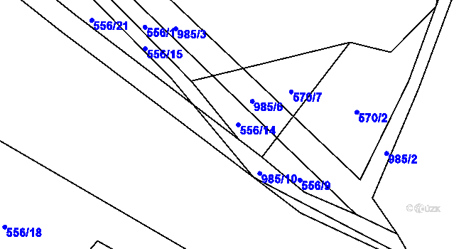 Parcela st. 556/14 v KÚ Klikov, Katastrální mapa