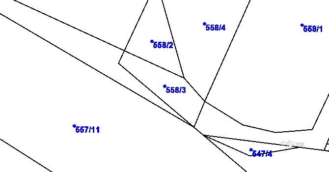 Parcela st. 558/3 v KÚ Klikov, Katastrální mapa