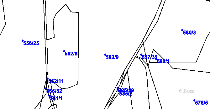 Parcela st. 562/9 v KÚ Klikov, Katastrální mapa