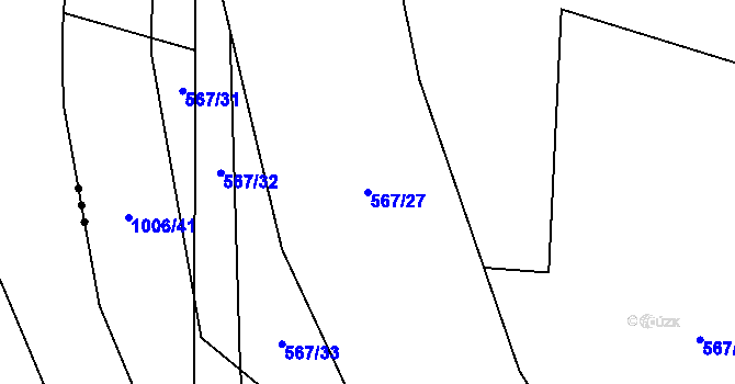 Parcela st. 567/27 v KÚ Klikov, Katastrální mapa