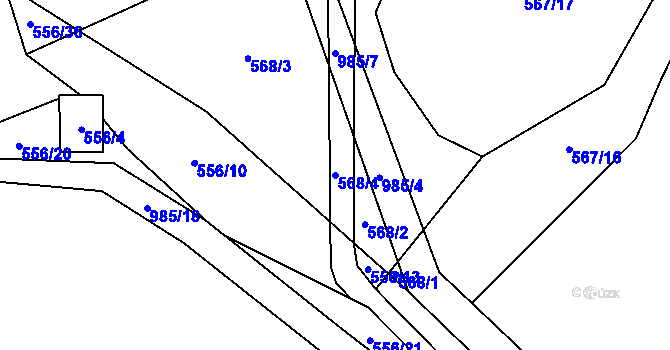 Parcela st. 568/4 v KÚ Klikov, Katastrální mapa