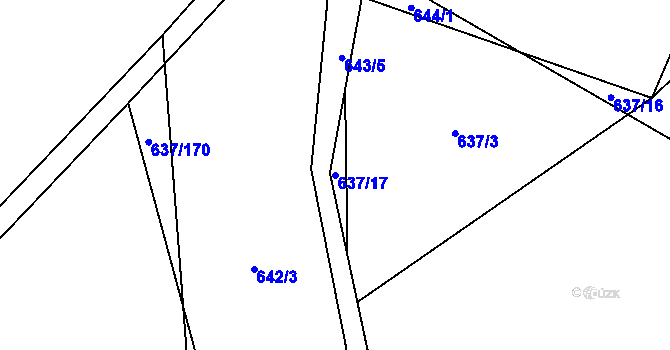 Parcela st. 637/17 v KÚ Klikov, Katastrální mapa
