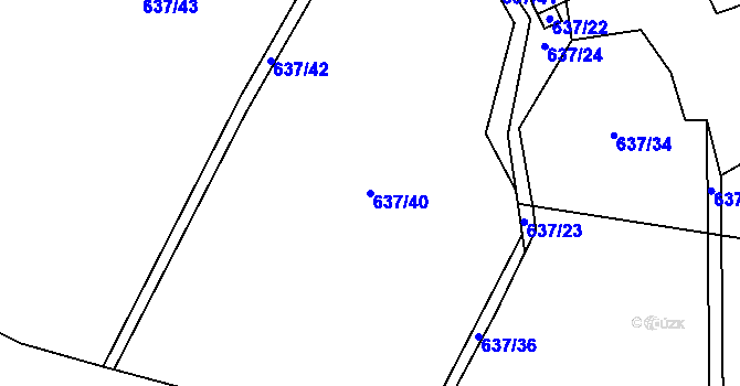 Parcela st. 637/40 v KÚ Klikov, Katastrální mapa