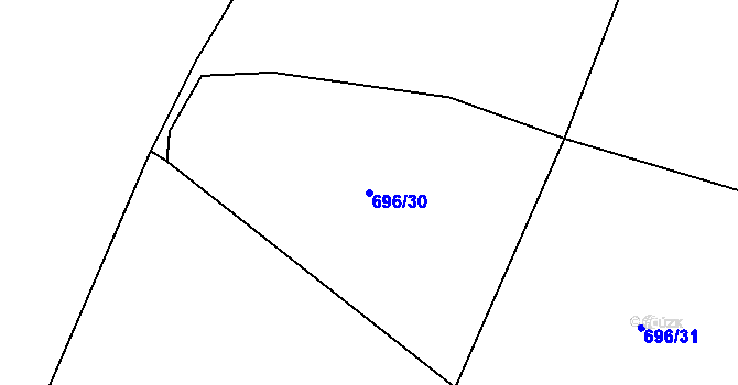 Parcela st. 696/30 v KÚ Klikov, Katastrální mapa