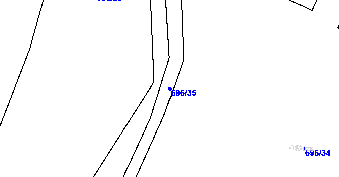 Parcela st. 696/35 v KÚ Klikov, Katastrální mapa