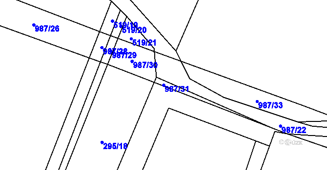 Parcela st. 987/31 v KÚ Klikov, Katastrální mapa