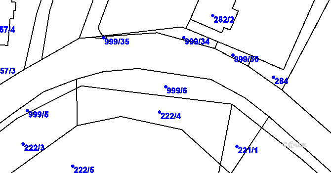 Parcela st. 999/6 v KÚ Klikov, Katastrální mapa