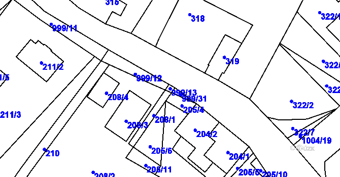 Parcela st. 999/13 v KÚ Klikov, Katastrální mapa
