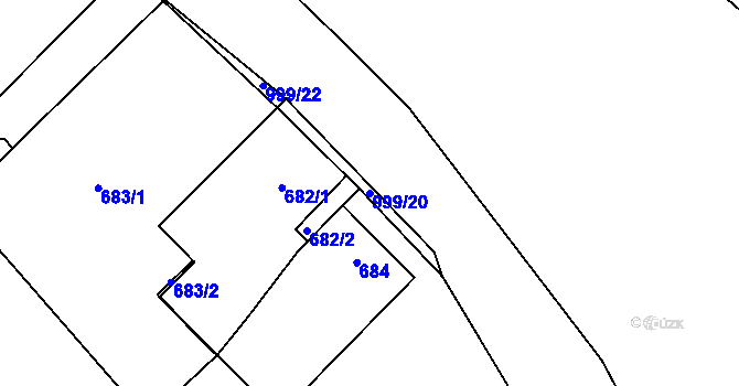 Parcela st. 999/20 v KÚ Klikov, Katastrální mapa