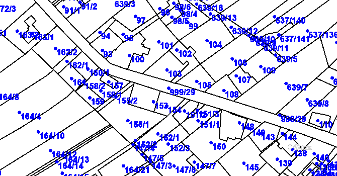 Parcela st. 999/29 v KÚ Klikov, Katastrální mapa