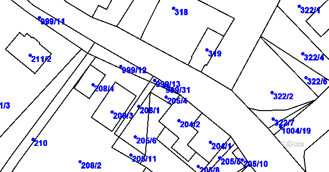 Parcela st. 999/31 v KÚ Klikov, Katastrální mapa