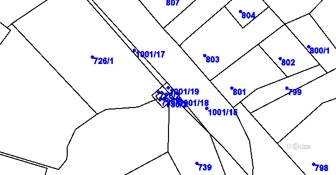 Parcela st. 1001/19 v KÚ Klikov, Katastrální mapa