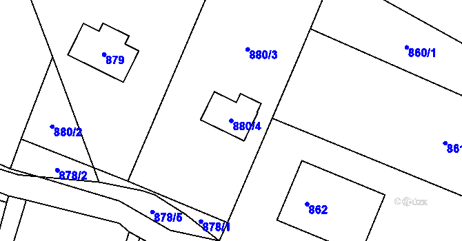 Parcela st. 880/4 v KÚ Klikov, Katastrální mapa