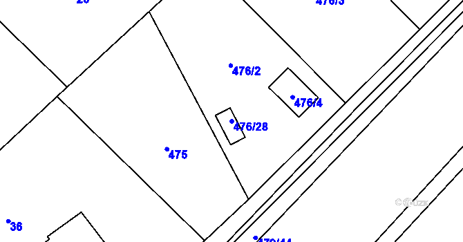 Parcela st. 476/28 v KÚ Klikov, Katastrální mapa