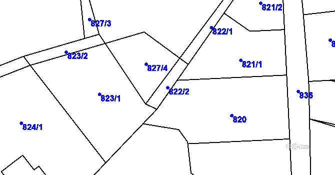 Parcela st. 822/2 v KÚ Klikov, Katastrální mapa
