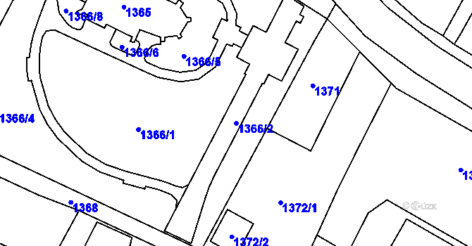Parcela st. 1366/2 v KÚ Klimkovice, Katastrální mapa