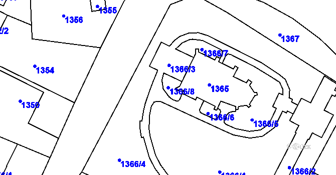 Parcela st. 1366/8 v KÚ Klimkovice, Katastrální mapa