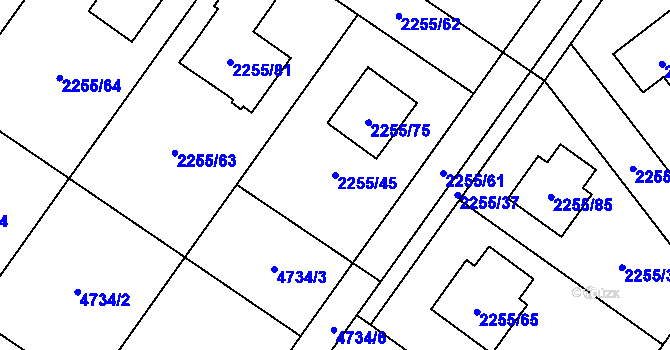 Parcela st. 2255/45 v KÚ Klimkovice, Katastrální mapa