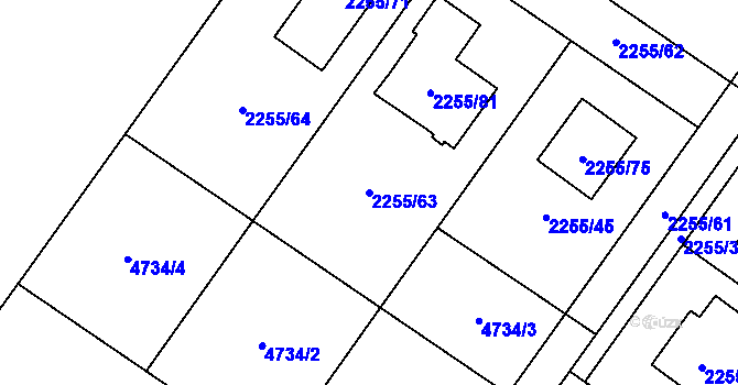 Parcela st. 2255/63 v KÚ Klimkovice, Katastrální mapa