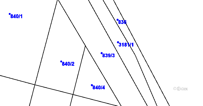 Parcela st. 839/3 v KÚ Klimkovice, Katastrální mapa