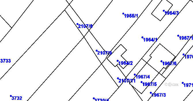 Parcela st. 2107/9 v KÚ Klimkovice, Katastrální mapa