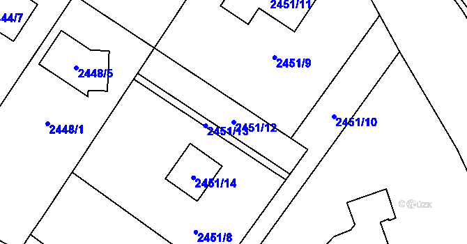 Parcela st. 2451/12 v KÚ Klimkovice, Katastrální mapa