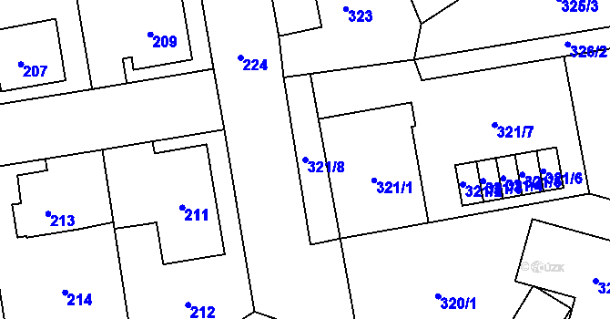 Parcela st. 321/8 v KÚ Klimkovice, Katastrální mapa