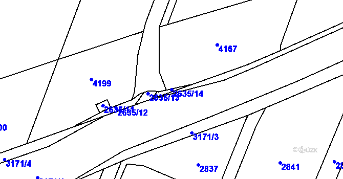 Parcela st. 2635/14 v KÚ Klimkovice, Katastrální mapa