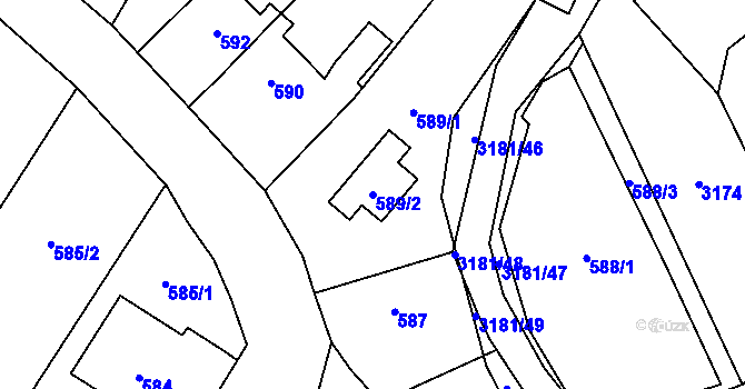 Parcela st. 589/2 v KÚ Klimkovice, Katastrální mapa