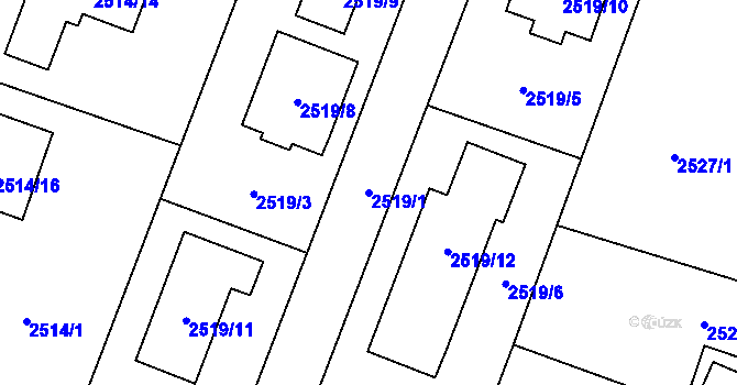 Parcela st. 2519/1 v KÚ Klimkovice, Katastrální mapa