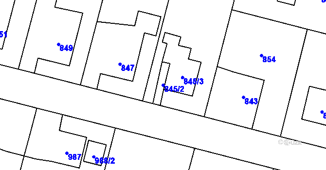 Parcela st. 845/2 v KÚ Klimkovice, Katastrální mapa