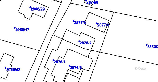 Parcela st. 2876/2 v KÚ Klimkovice, Katastrální mapa