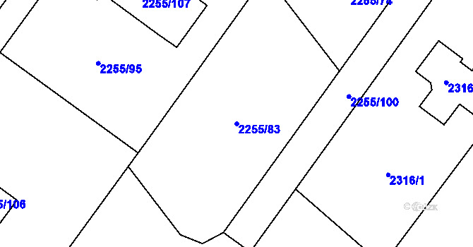 Parcela st. 2255/83 v KÚ Klimkovice, Katastrální mapa