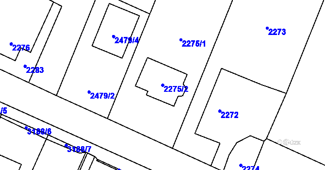 Parcela st. 2275/2 v KÚ Klimkovice, Katastrální mapa