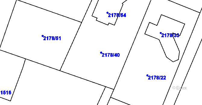 Parcela st. 2178/40 v KÚ Klimkovice, Katastrální mapa