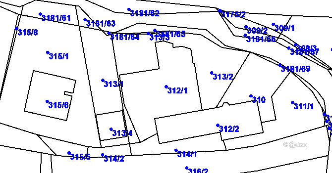 Parcela st. 312/1 v KÚ Klimkovice, Katastrální mapa