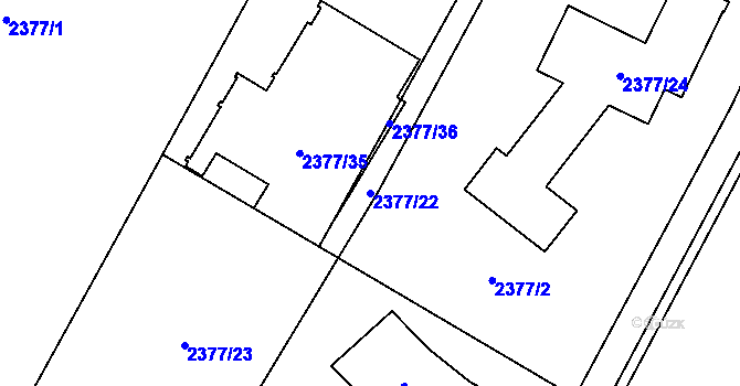 Parcela st. 2377/22 v KÚ Klimkovice, Katastrální mapa