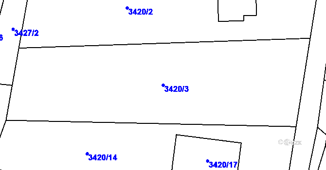 Parcela st. 3420/3 v KÚ Klimkovice, Katastrální mapa