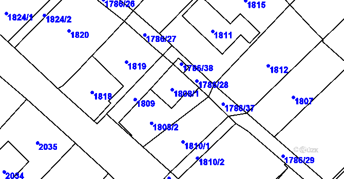 Parcela st. 1808/1 v KÚ Klimkovice, Katastrální mapa