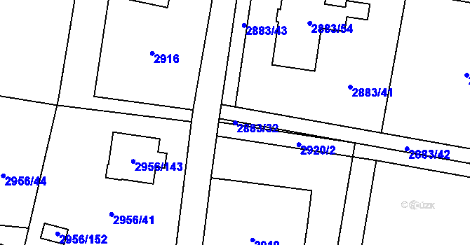Parcela st. 2883/32 v KÚ Klimkovice, Katastrální mapa