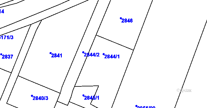 Parcela st. 2844/1 v KÚ Klimkovice, Katastrální mapa