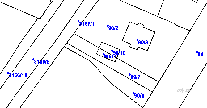 Parcela st. 90/11 v KÚ Klimkovice, Katastrální mapa