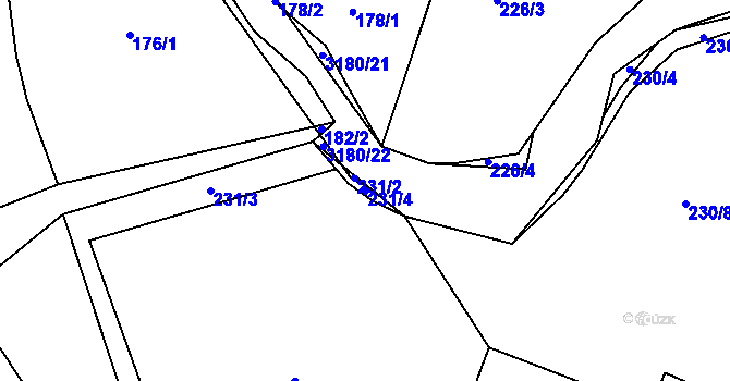 Parcela st. 231/4 v KÚ Klimkovice, Katastrální mapa