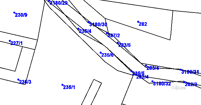 Parcela st. 235/6 v KÚ Klimkovice, Katastrální mapa