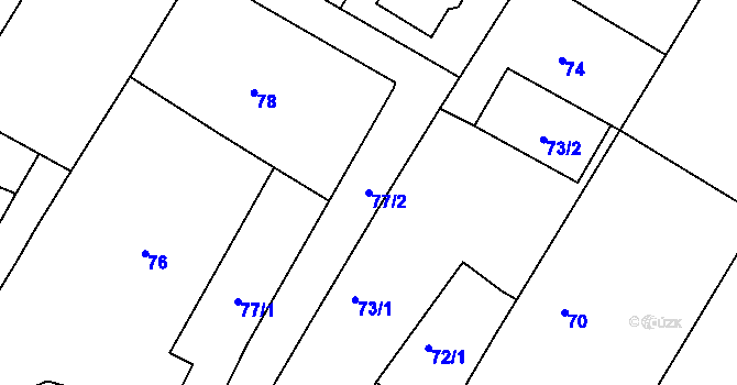 Parcela st. 77/2 v KÚ Klimkovice, Katastrální mapa