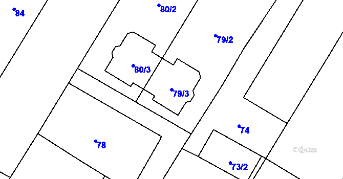 Parcela st. 79/3 v KÚ Klimkovice, Katastrální mapa